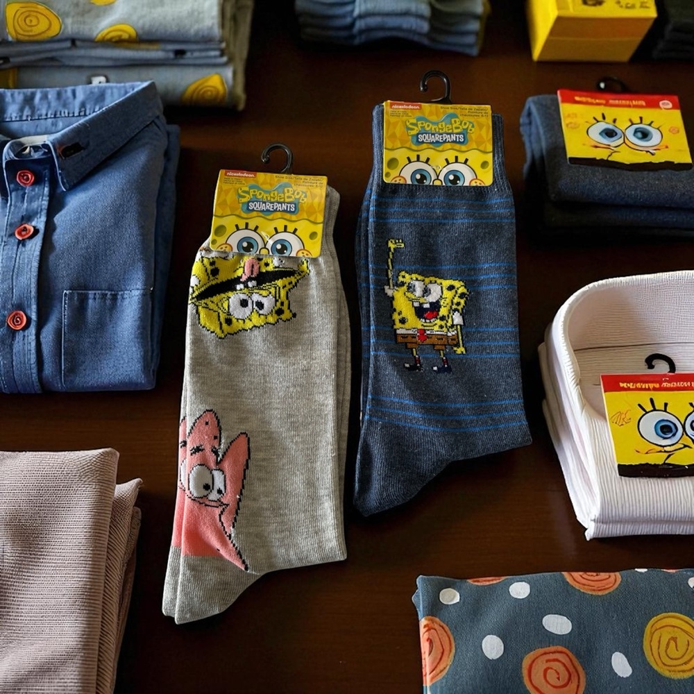 SpongeBob SquarePants Men's Socks - Gray and Blue